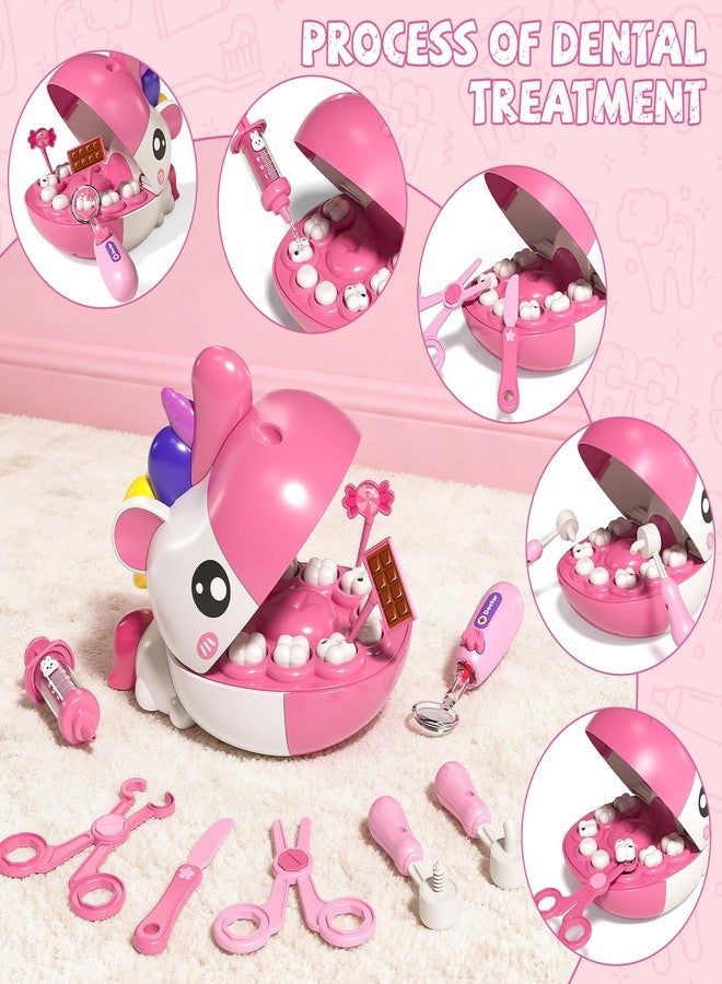 MEWOCHEE 34 PCS Dentist Play Set Toys for Girls, Doctor Kit for Kids Toddlers Ages 2-4 3-5, Pretend Play Toy for Girl Age 4-6, Dentist Toy with Light & Sound, Birthday Gifts for 3 4 5 6 7 8 Year Old Girls - Image 4